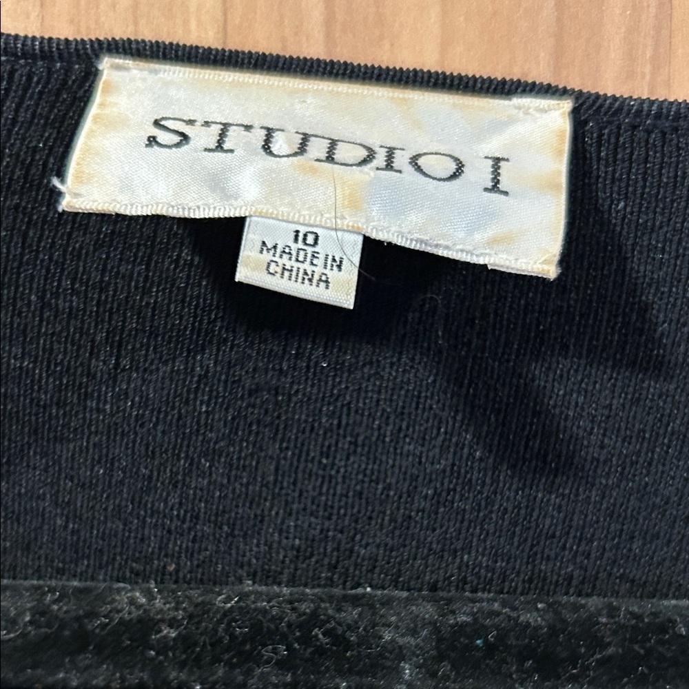 Vintage Studio I Black Tie-Front Sweater with Beaded Trim - Picture 2 of 3